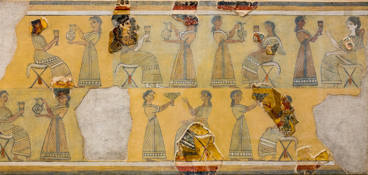 Fresco from Knossos showing a banquet